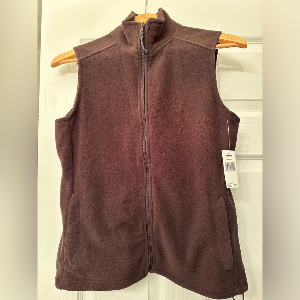 NEW NWT brown fleece Vest jacket SMALL predator